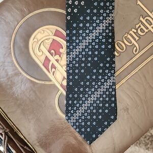 Balmain Black and Blue Silk Tie with Geometric Elegance